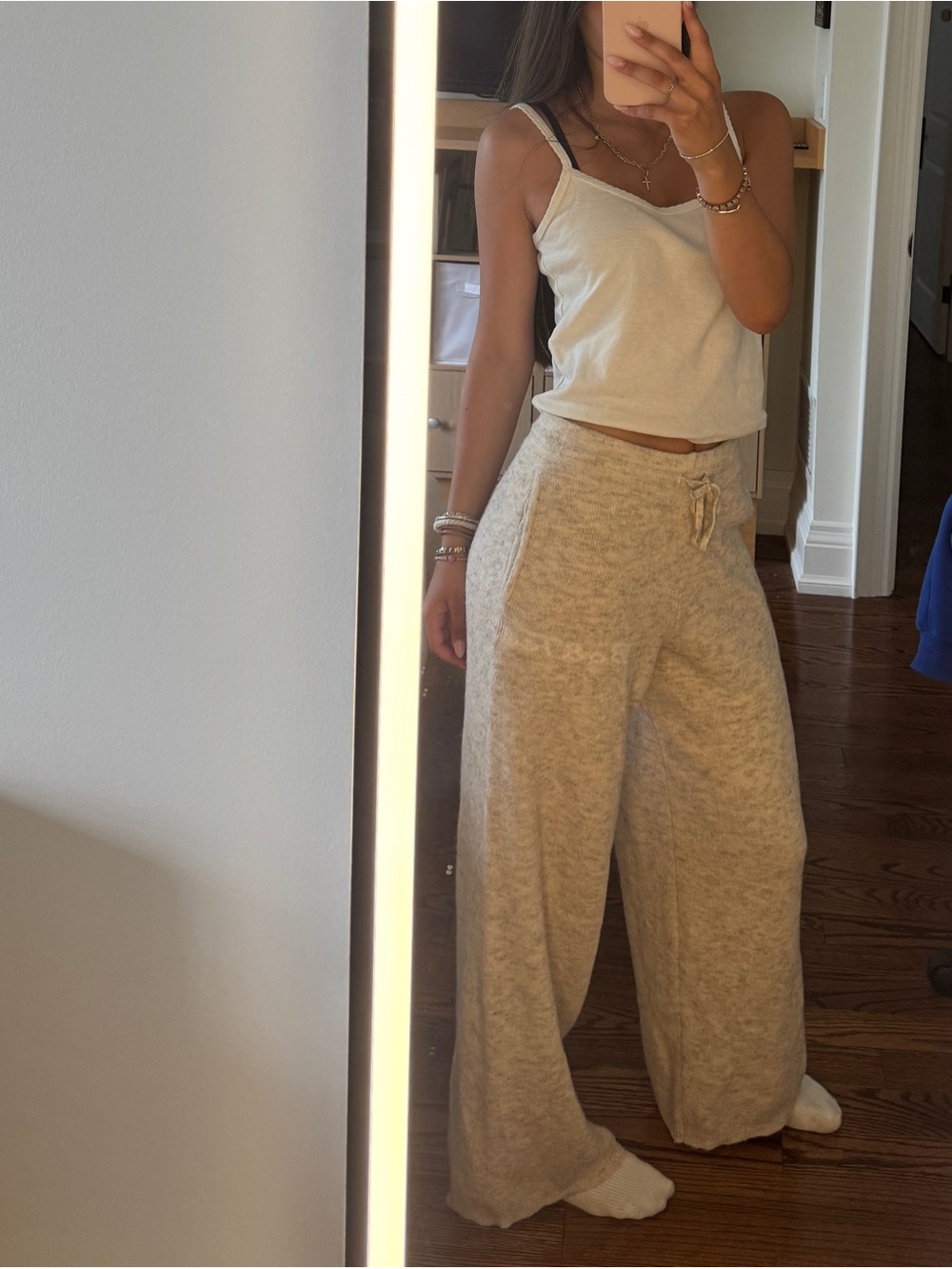 Bo+TeeCozy Wide-Leg Knit Lounge Pants in Oatmeal